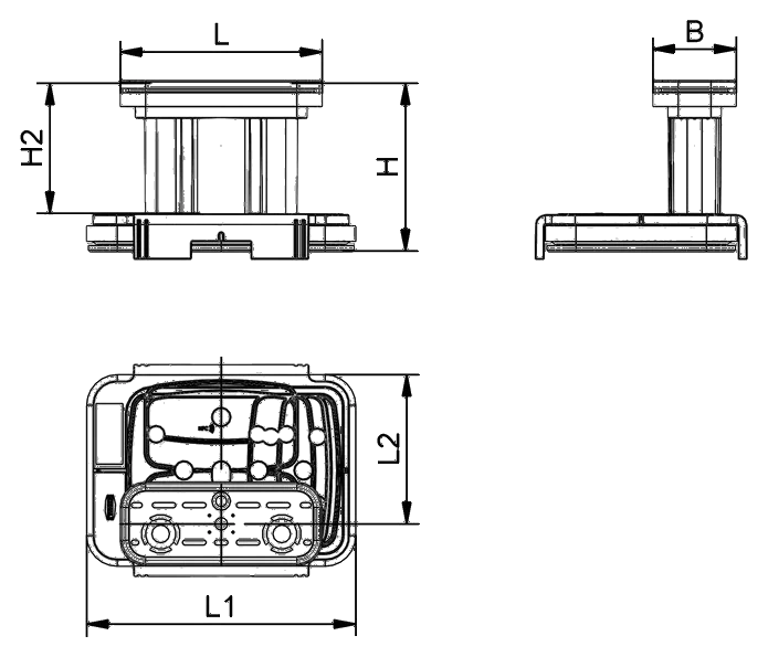 Technische Zeichnung Schmalz Blocksauger VCBL-K1-PRO 120x50x100 L TV GS10011204083