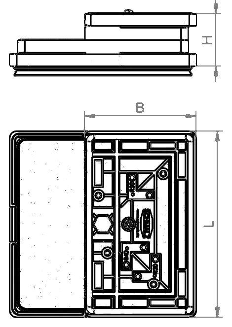 Technische Zeichnung Schmalz Blocksauger VCBL-R 160x160x125 30/50 TV GS10011203421