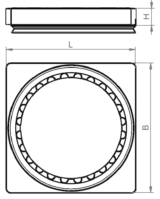 Technische Zeichnung Schmalz Blocksauger Grundplatte AP-R-160x160x16-50x50 GS10011500296
